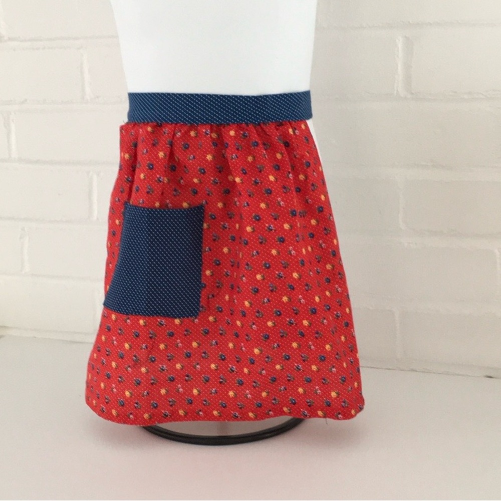vintage calico print toddler play craft apron size 18-24 months
